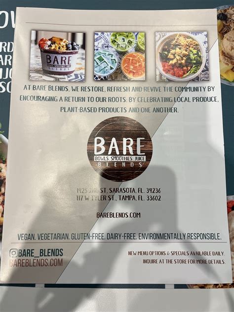 bare blends|Regular Menu .